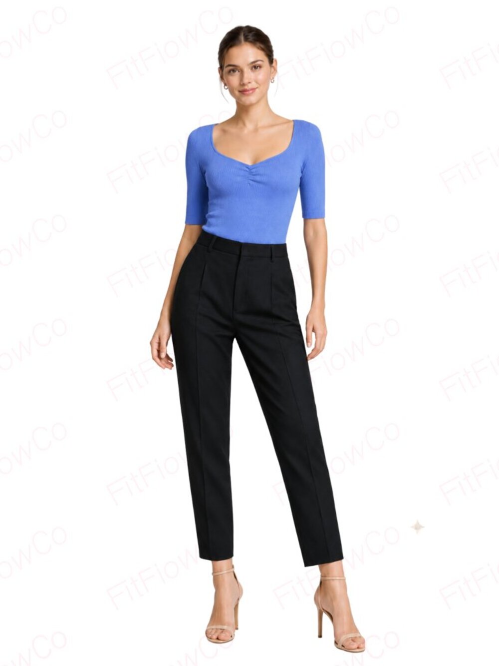 Karl Lagerfeld Paris Periwinkle Blue Ribbed Knit Sweetheart Top M